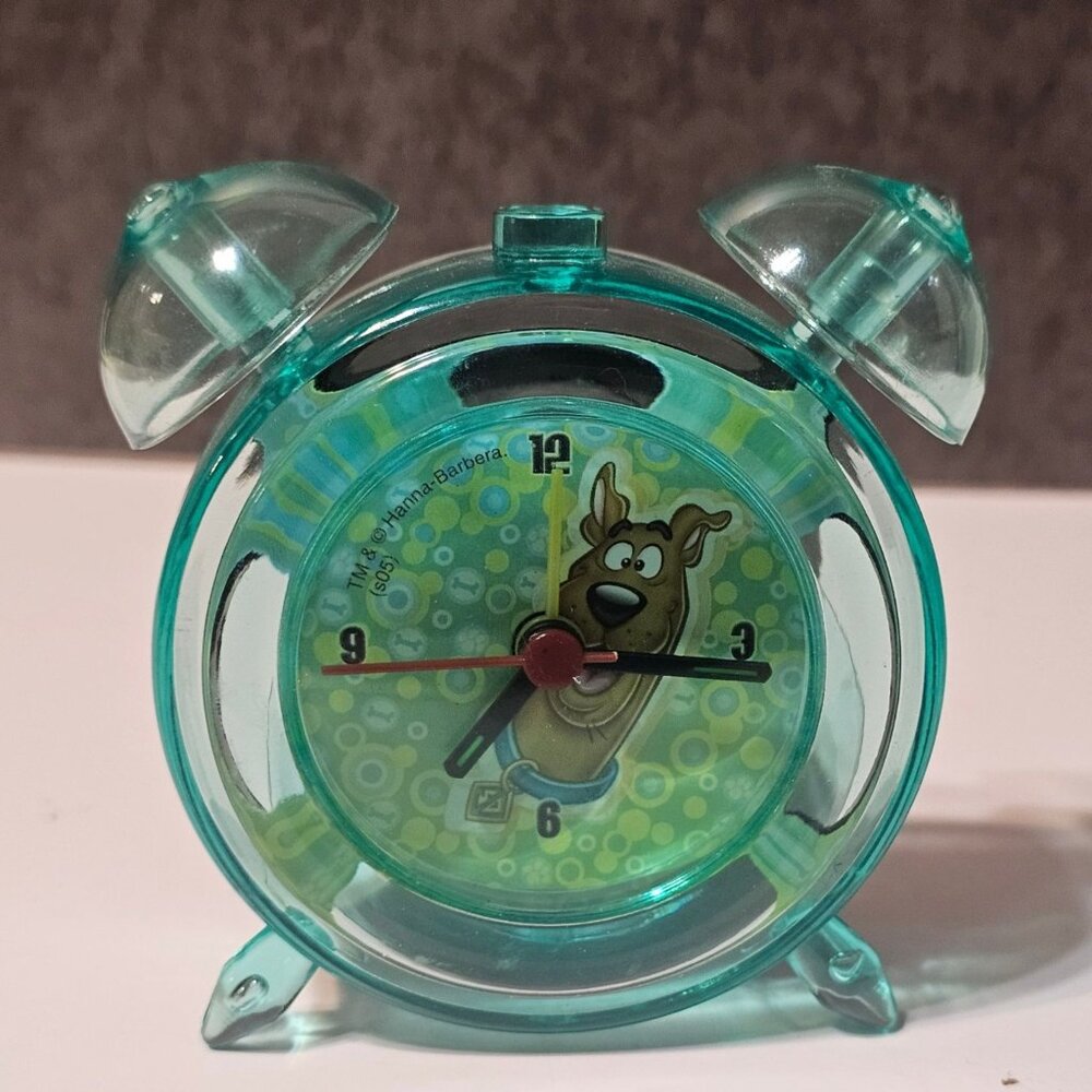 RARE Scooby-Doo Small Teal Green Plastic Alarm Clock With Double Bell Design
